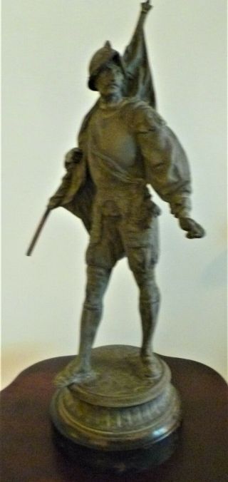 19th Century Victorian Spelter White Metal Figure of a Spanish Conquistador 2