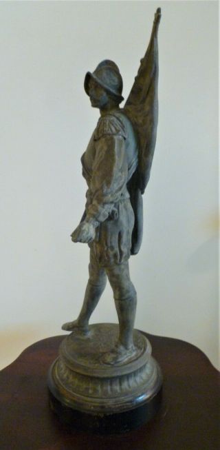 19th Century Victorian Spelter White Metal Figure of a Spanish Conquistador 3