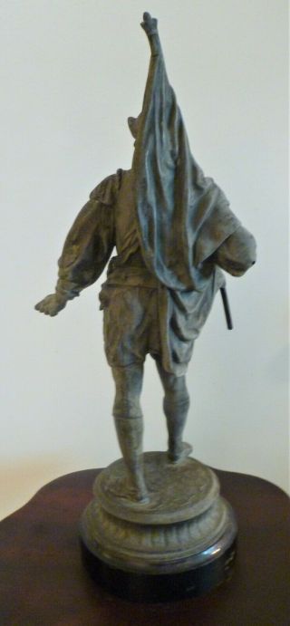 19th Century Victorian Spelter White Metal Figure of a Spanish Conquistador 4