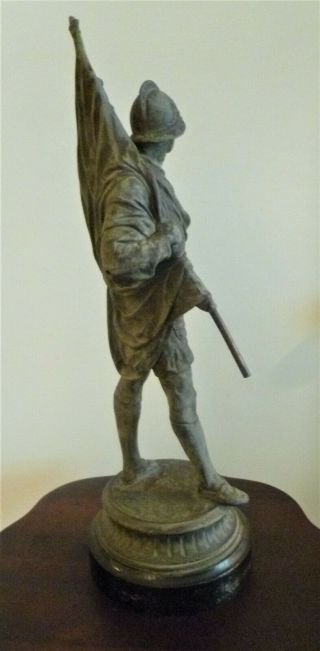 19th Century Victorian Spelter White Metal Figure of a Spanish Conquistador 5