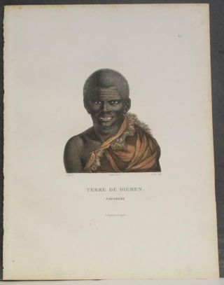 Tasmania Paraberi Tasmanian Aboriginal Australia 1812 Freycinet Antique Portrait