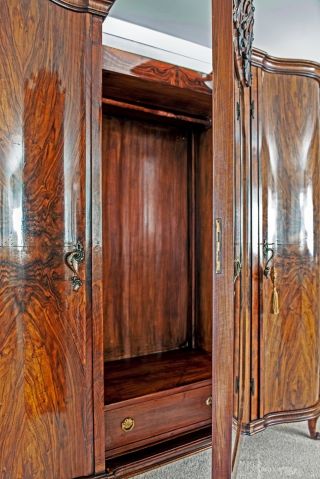 Big Antique Italian Burled Walnut Armoire 11