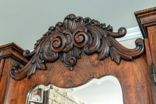 Big Antique Italian Burled Walnut Armoire 4