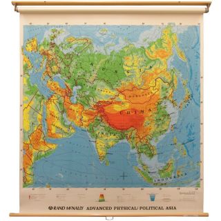 Rand Mcnally Spring Pull Down Map Advanced Physical/political Asia