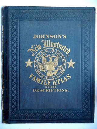 Vintage Authentic 1860 IOWA NEBRASKA MAP Old Antique Johnson Atlas 2