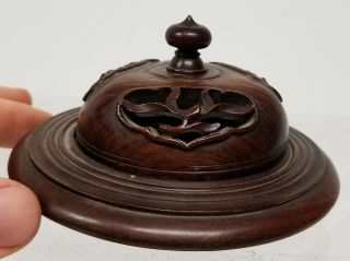 Antique Chinese Carved Hardwood Lid Cover Floral Sprays Mahogany Rosewood 2