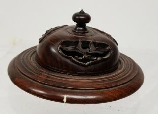 Antique Chinese Carved Hardwood Lid Cover Floral Sprays Mahogany Rosewood 3