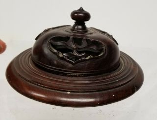 Antique Chinese Carved Hardwood Lid Cover Floral Sprays Mahogany Rosewood 4