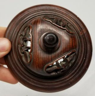 Antique Chinese Carved Hardwood Lid Cover Floral Sprays Mahogany Rosewood 6