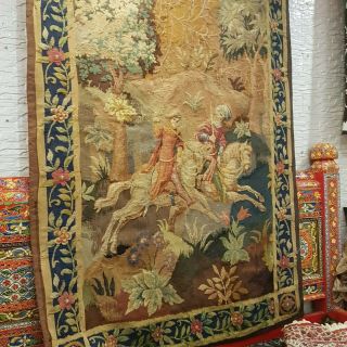 Vintage France Tapestry Wall Hanging Antique 19th Century ? Rare French art 2
