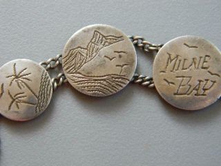 WW2 Milne Bay Papua Guinea Trench Art Coin Bracelet w/Native Stone 7