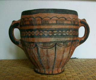 Antique Berber / Tuareg / Kabyle North Africa Tribal Pottery Handled Bowl