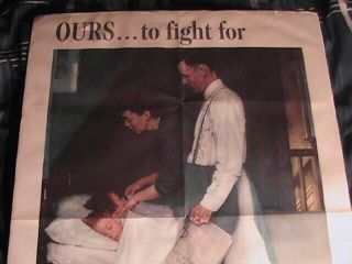 1943 Ours To Fight For Freedom From Fear Norman Rockwell Wwii Poster