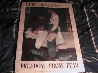 1943 Ours To Fight For Freedom From Fear Norman Rockwell WWII Poster 3