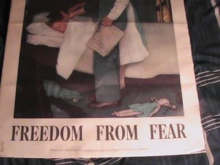 1943 Ours To Fight For Freedom From Fear Norman Rockwell WWII Poster 4