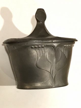 Antique Art Nouveau Kayserzinn Jugenstil German Pewter Sugar Bowl -