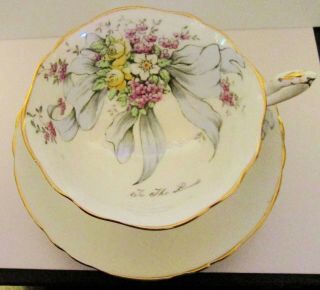 Vintage Paragon " To The Bride " English Cup And Saucer,  Bouquet & Ribbons
