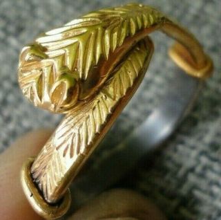 Antique Ancient Roman Gold Silver Ring Snake Very Fine Unique Wearable