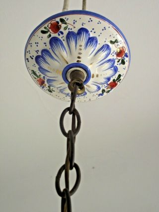 Vintage French Country Style Ceramic Hand Painted Floral 4 Arm Chandelier 1341 7