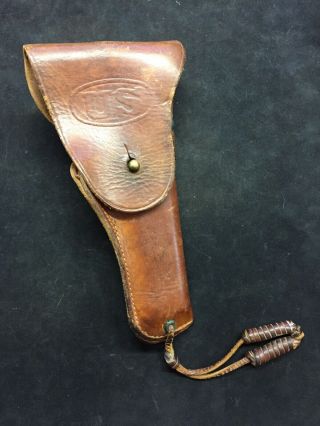 Antique Ww2 Hip Holster Boyd Leather U.  S.  Embossed 1944 Rh Fits Colt Vg Cond