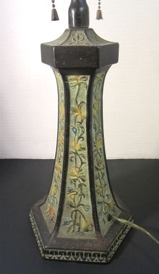 ALADDIN Art Deco Victorian Cast Iron Lamp Base Reverse Painted Glass NO SHADE 3
