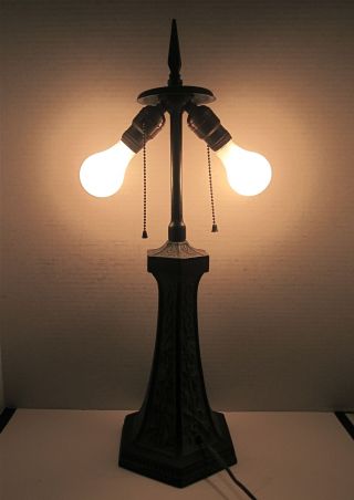 ALADDIN Art Deco Victorian Cast Iron Lamp Base Reverse Painted Glass NO SHADE 4