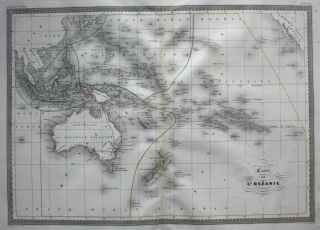 Antique Map Oceania,  Australia,  Zealand,  Pacific,  Malte - Brun,  1846