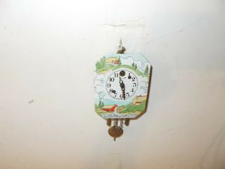 Lux Porcelain " Old Mill Scene " Miniature Pendulette Clock Circa 1930