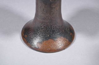 Antique Chinese bronze GU with gold and silver inlays,  Ming dynasty 8