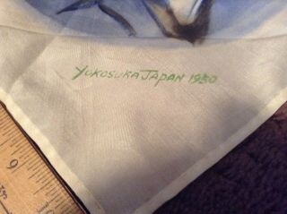 Hand - Painted Silk Handkerchief,  US Navy Sailor,  Yokosuka Japan,  1950 - 59 2