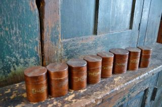 Antique 19th c Bentwood Spice Set with Eight Canisters 4