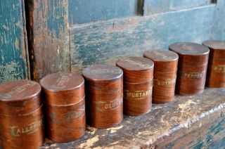 Antique 19th c Bentwood Spice Set with Eight Canisters 5