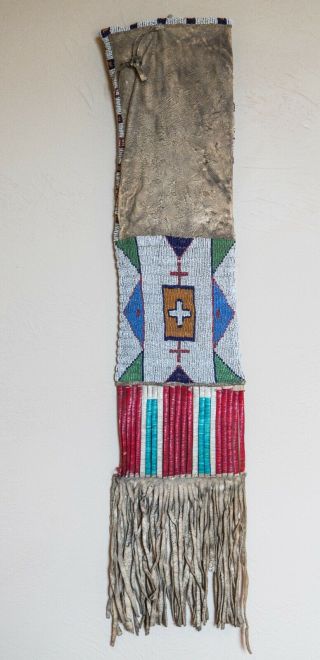 LAKOTA BEADED QUILLED HIDE PIPE BAG 19TH CENTURY SIOUX INDIAN NATIVE AMERICAN 6