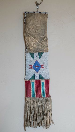LAKOTA BEADED QUILLED HIDE PIPE BAG 19TH CENTURY SIOUX INDIAN NATIVE AMERICAN 7