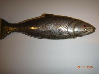 Vintage Birmingham England Sterling Pocket Knife Fish Shape Ruby Eyes