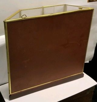 Vintage GLASS & BRASS CURIO DISPLAY CASE Wooden Base HINGED DOORS miniatures 5