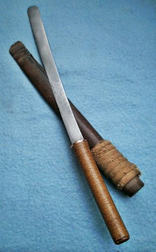antique 19thc Burmese spatula tip dha sword dao Thai knife dagger Asian machete 10