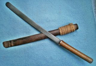 antique 19thc Burmese spatula tip dha sword dao Thai knife dagger Asian machete 7