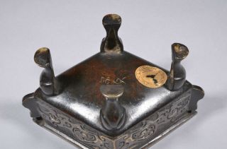 Antique Chinese bronze censer with gold and silver inlays 8