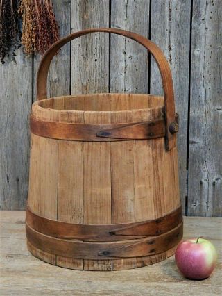 Aafa Early England Antique Primitive Wood Firkin Sugar Bucket