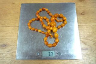 ANTIQUE BALTIC BUTTERSCOTCH EGG YOLK AMBER BEADS NECKLACE 38 GRAMS CHINESE 12