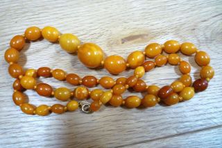 Antique Baltic Butterscotch Egg Yolk Amber Beads Necklace 38 Grams Chinese