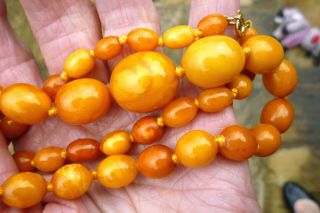 ANTIQUE BALTIC BUTTERSCOTCH EGG YOLK AMBER BEADS NECKLACE 38 GRAMS CHINESE 4