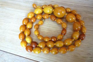 ANTIQUE BALTIC BUTTERSCOTCH EGG YOLK AMBER BEADS NECKLACE 38 GRAMS CHINESE 5