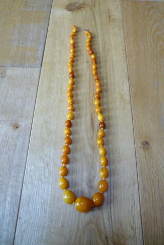 ANTIQUE BALTIC BUTTERSCOTCH EGG YOLK AMBER BEADS NECKLACE 38 GRAMS CHINESE 7