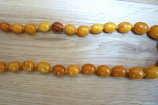 ANTIQUE BALTIC BUTTERSCOTCH EGG YOLK AMBER BEADS NECKLACE 38 GRAMS CHINESE 9