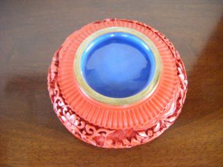 Antique Chinese Carved Cinnabar Lacquer Vase and ashtray 12