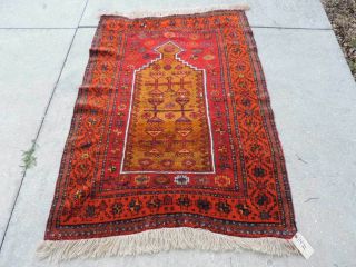 3x4ft.  Vintage Konya Cihanbeyli Kurdish Wool Prayer Rug