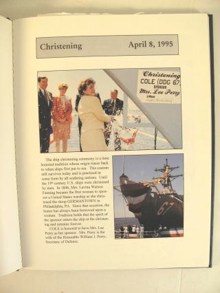 USS COLE DDG - 67 1996 COMMISSIONING BOOK Plankowners HC Cruise USMC MOH Iwo Jima 3