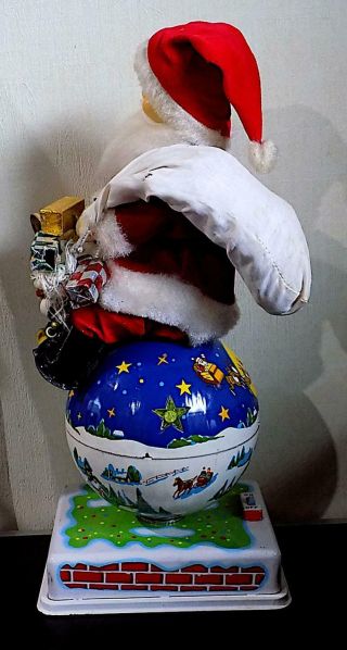 Vintage Battery - Operated Santa Claus on Rotating Globe Toy,  Made in Japan.  60s 2